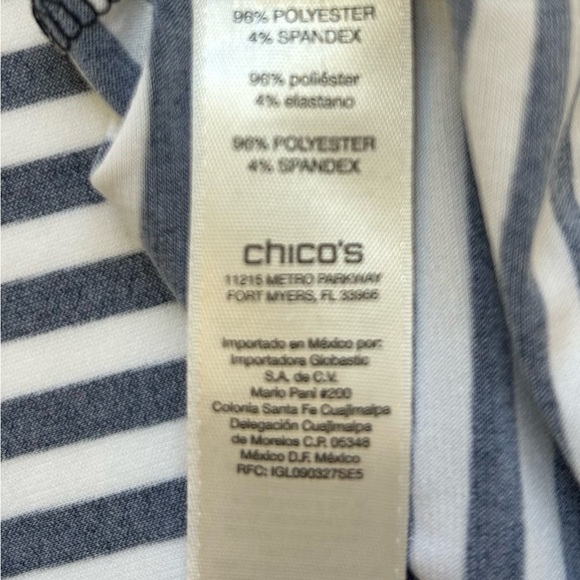 Chicos/ Stripe Off-The-Shoulder Top/ Blue & White Classic / size 1 - Picture 13 of 14